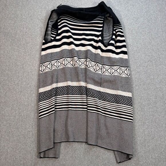 Ruby Moon Open Cardigan Vest Women's Medium Boho Duster Stripes Black White - Picture 6 of 6
